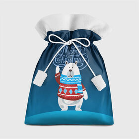 Подарочный 3D мешок с принтом Merry Christmas в Новосибирске, 100% полиэстер | Размер: 29*39 см | Тематика изображения на принте: 
