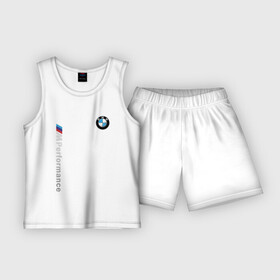 Детская пижама с шортами хлопок с принтом BMW M Performance в Новосибирске,  |  | auto | bmw | bmw performance | motorsport | sport | авто | автомобиль | автомобильные | бмв | бренд | марка | машины | моторспорт | спорт