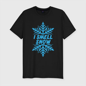 Мужская футболка премиум с принтом Пахнет снегом в Новосибирске, 92% хлопок, 8% лайкра | приталенный силуэт, круглый вырез ворота, длина до линии бедра, короткий рукав | Тематика изображения на принте: 2019 | дед мороз | дом | елка | желание | животные | зима | кабан | милый | мороз | настроение | новый год | пеппа | подарок | позитив | поросенок | праздник | радость | рождество | санта клаус | свинка