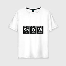 Женская футболка хлопок Oversize с принтом Snow в Новосибирске, 100% хлопок | свободный крой, круглый ворот, спущенный рукав, длина до линии бедер
 | 2019 | дед мороз | дом | елка | желание | животные | зима | кабан | милый | мороз | настроение | новый год | пеппа | подарок | позитив | поросенок | праздник | радость | рождество | санта клаус | свинка