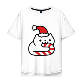 Мужская футболка хлопок Oversize с принтом Kitty Candy в Новосибирске, 100% хлопок | свободный крой, круглый ворот, “спинка” длиннее передней части | 2019 | дед мороз | дом | елка | желание | животные | зима | кабан | милый | мороз | настроение | новый год | пеппа | подарок | позитив | поросенок | праздник | радость | рождество | санта клаус | свинка