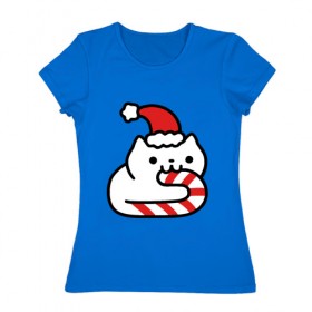Женская футболка хлопок с принтом Kitty Candy в Новосибирске, 100% хлопок | прямой крой, круглый вырез горловины, длина до линии бедер, слегка спущенное плечо | 2019 | дед мороз | дом | елка | желание | животные | зима | кабан | милый | мороз | настроение | новый год | пеппа | подарок | позитив | поросенок | праздник | радость | рождество | санта клаус | свинка