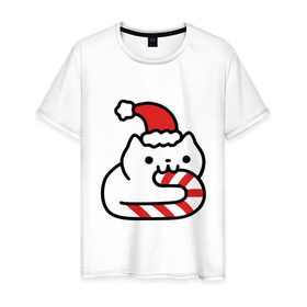Мужская футболка хлопок с принтом Kitty Candy в Новосибирске, 100% хлопок | прямой крой, круглый вырез горловины, длина до линии бедер, слегка спущенное плечо. | Тематика изображения на принте: 2019 | дед мороз | дом | елка | желание | животные | зима | кабан | милый | мороз | настроение | новый год | пеппа | подарок | позитив | поросенок | праздник | радость | рождество | санта клаус | свинка