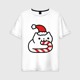 Женская футболка хлопок Oversize с принтом Kitty Candy в Новосибирске, 100% хлопок | свободный крой, круглый ворот, спущенный рукав, длина до линии бедер
 | 2019 | дед мороз | дом | елка | желание | животные | зима | кабан | милый | мороз | настроение | новый год | пеппа | подарок | позитив | поросенок | праздник | радость | рождество | санта клаус | свинка