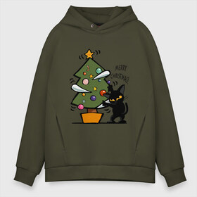 Мужское худи Oversize хлопок с принтом Merry Christmas в Новосибирске, френч-терри — 70% хлопок, 30% полиэстер. Мягкий теплый начес внутри —100% хлопок | боковые карманы, эластичные манжеты и нижняя кромка, капюшон на магнитной кнопке | 2019 | дед мороз | дом | елка | желание | животные | зима | кабан | милый | мороз | настроение | новый год | пеппа | подарок | позитив | поросенок | праздник | радость | рождество | санта клаус | свинка