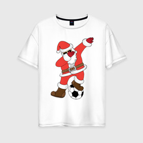 Женская футболка хлопок Oversize с принтом DAB Santa в Новосибирске, 100% хлопок | свободный крой, круглый ворот, спущенный рукав, длина до линии бедер
 | 2019 | дед мороз | дом | елка | желание | животные | зима | кабан | милый | мороз | настроение | новый год | пеппа | подарок | позитив | поросенок | праздник | радость | рождество | санта клаус | свинка