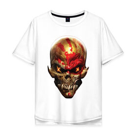 Мужская футболка хлопок Oversize с принтом Five Finger Death Punch в Новосибирске, 100% хлопок | свободный крой, круглый ворот, “спинка” длиннее передней части | 5fdp | ffdp | five finger death punch | got your six | groove metal | metal | rock | skull | грув метал | рок
