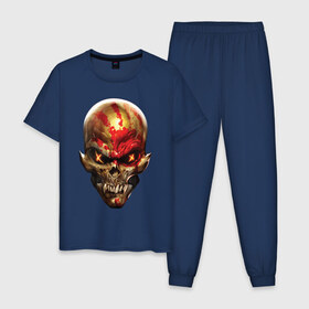 Мужская пижама хлопок с принтом Five Finger Death Punch в Новосибирске, 100% хлопок | брюки и футболка прямого кроя, без карманов, на брюках мягкая резинка на поясе и по низу штанин
 | 5fdp | ffdp | five finger death punch | got your six | groove metal | metal | rock | skull | грув метал | рок