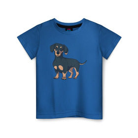 Детская футболка хлопок с принтом Такса в Новосибирске, 100% хлопок | круглый вырез горловины, полуприлегающий силуэт, длина до линии бедер | dachshund | собака | собаки | такса | таксы