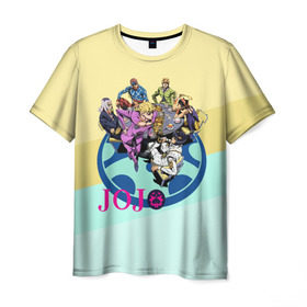 Мужская футболка 3D с принтом JOJO в Новосибирске, 100% полиэфир | прямой крой, круглый вырез горловины, длина до линии бедер | adventure | anime | bizzare | jo jo | jojo | logo | manga | аниме | араки | ахегао | джо | джо джо | джоджо | жижа | жожа | жожо | йойо | лого | манга | мульт | мультфильм | отаку | сериал | символ | хирохико | юри | яой