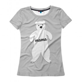 Женская футболка 3D с принтом Mama Bear в Новосибирске, 100% полиэфир ( синтетическое хлопкоподобное полотно) | прямой крой, круглый вырез горловины, длина до линии бедер | 2019 | family look | merry christmas | new year | год свиньи | зима | новый год | праздник | рождество | фэмили лук