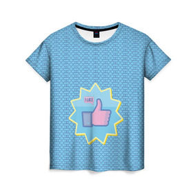 Женская футболка 3D с принтом Сердечки и лайки в Новосибирске, 100% полиэфир ( синтетическое хлопкоподобное полотно) | прямой крой, круглый вырез горловины, длина до линии бедер | facebook | like | love | абстракция | вк | класс | лайки | палецвверх | сердечки | соцсети | фб | фейсбук