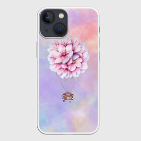 Чехол для iPhone 13 mini с принтом Нежный Воздушный Шар в Новосибирске,  |  | акварель | гортензия | картина | краски | милый | пастель | розы | цветок | цветы