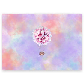 Поздравительная открытка с принтом Нежный Воздушный Шар в Новосибирске, 100% бумага | плотность бумаги 280 г/м2, матовая, на обратной стороне линовка и место для марки
 | акварель | гортензия | картина | краски | милый | пастель | розы | цветок | цветы