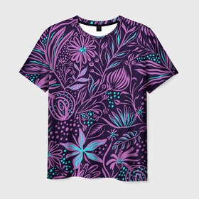 Мужская футболка 3D с принтом Красивый узор в Новосибирске, 100% полиэфир | прямой крой, круглый вырез горловины, длина до линии бедер | 2019 | год свиньи | день рождения | для девочки | для мальчика | зима | интересный | красивый | мода | новый год | подарок | стиль | тренд | узор | уникальный | фиолетовый