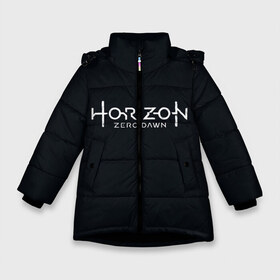 Зимняя куртка для девочек 3D с принтом HORIZON ZERO DAWN в Новосибирске, ткань верха — 100% полиэстер; подклад — 100% полиэстер, утеплитель — 100% полиэстер. | длина ниже бедра, удлиненная спинка, воротник стойка и отстегивающийся капюшон. Есть боковые карманы с листочкой на кнопках, утяжки по низу изделия и внутренний карман на молнии. 

Предусмотрены светоотражающий принт на спинке, радужный светоотражающий элемент на пуллере молнии и на резинке для утяжки. | aloy | game | horizon zero dawn | hunter | machine | mecha | robot | snow | spear | the frozen wilds | weapon | игры | постапокалипсис | роботы | фентези | элой