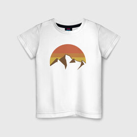 Детская футболка хлопок с принтом Вершины гор и осеннее солнце в Новосибирске, 100% хлопок | круглый вырез горловины, полуприлегающий силуэт, длина до линии бедер | вершины | горы | дизайн | красота | осень | пейзаж | природа | снег | солнце | стиль