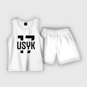 Детская пижама с шортами хлопок с принтом USYK 17 в Новосибирске,  |  | Тематика изображения на принте: usyk | wbc | боец | бокс | боксер | украина | усик | чемпион