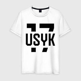 Мужская футболка хлопок с принтом USYK 17 в Новосибирске, 100% хлопок | прямой крой, круглый вырез горловины, длина до линии бедер, слегка спущенное плечо. | usyk | wbc | боец | бокс | боксер | украина | усик | чемпион