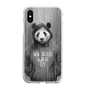 Чехол для iPhone XS Max матовый с принтом Панда в Новосибирске, Силикон | Область печати: задняя сторона чехла, без боковых панелей | Тематика изображения на принте: дождь | животные | капюшон | кофта | медведь | мишка | панда | природа | хипстер