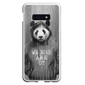 Чехол для Samsung S10E с принтом Панда в Новосибирске, Силикон | Область печати: задняя сторона чехла, без боковых панелей | дождь | животные | капюшон | кофта | медведь | мишка | панда | природа | хипстер