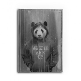 Обложка для автодокументов с принтом Панда в Новосибирске, натуральная кожа |  размер 19,9*13 см; внутри 4 больших “конверта” для документов и один маленький отдел — туда идеально встанут права | дождь | животные | капюшон | кофта | медведь | мишка | панда | природа | хипстер