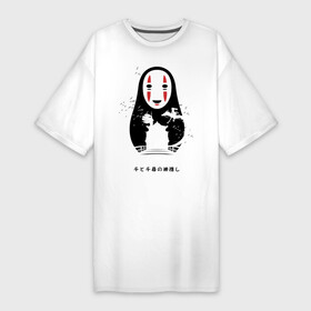 Платье-футболка хлопок с принтом Купальни Абурая в Новосибирске,  |  | chihiro | haku | kaonashi | no face | sen | spirited away | безликий | каонаси | тихиро | унесенные призраками | хаку
