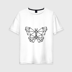 Женская футболка хлопок Oversize с принтом Полигональная бабочка в Новосибирске, 100% хлопок | свободный крой, круглый ворот, спущенный рукав, длина до линии бедер
 | бабочка | геометрическая бабочка | геометрия | полигон | полигональная бабочка | полигоны | трендовая бабочка | треугольники