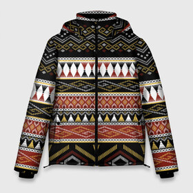 Мужская зимняя куртка 3D с принтом Этническая африка в Новосибирске, верх — 100% полиэстер; подкладка — 100% полиэстер; утеплитель — 100% полиэстер | длина ниже бедра, свободный силуэт Оверсайз. Есть воротник-стойка, отстегивающийся капюшон и ветрозащитная планка. 

Боковые карманы с листочкой на кнопках и внутренний карман на молнии. | Тематика изображения на принте: африка | африканские | народ | народные | текстуры | узор | этника | этнические | яркие узоры