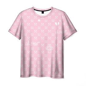 Мужская футболка 3D с принтом Lil Peep pink pattern в Новосибирске, 100% полиэфир | прямой крой, круглый вырез горловины, длина до линии бедер | benz truck | girls | gustav ahr | heart | hip hop | lil | lil peep | look at the sky tonight | love | peep | rap | rose | лил | лилпип | паттерн | пип | рэп | хип хоп | эмо | эмо реп