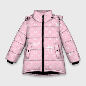 Зимняя куртка для девочек 3D с принтом Lil Peep pink pattern в Новосибирске, ткань верха — 100% полиэстер; подклад — 100% полиэстер, утеплитель — 100% полиэстер. | длина ниже бедра, удлиненная спинка, воротник стойка и отстегивающийся капюшон. Есть боковые карманы с листочкой на кнопках, утяжки по низу изделия и внутренний карман на молнии. 

Предусмотрены светоотражающий принт на спинке, радужный светоотражающий элемент на пуллере молнии и на резинке для утяжки. | Тематика изображения на принте: benz truck | girls | gustav ahr | heart | hip hop | lil | lil peep | look at the sky tonight | love | peep | rap | rose | лил | лилпип | паттерн | пип | рэп | хип хоп | эмо | эмо реп