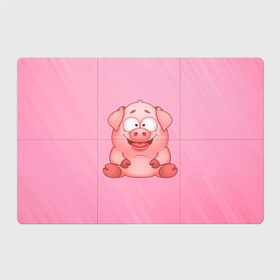 Магнитный плакат 3Х2 с принтом Милая веселая свинка в Новосибирске, Полимерный материал с магнитным слоем | 6 деталей размером 9*9 см | Тематика изображения на принте: 