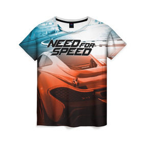 Женская футболка 3D с принтом Need for Speed в Новосибирске, 100% полиэфир ( синтетическое хлопкоподобное полотно) | прямой крой, круглый вырез горловины, длина до линии бедер | need for speed | nfs | авто | вип | гонки | жажда скорости | класс | машины | симулятор | чемпион