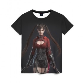 Женская футболка 3D с принтом девушка с мечами в Новосибирске, 100% полиэфир ( синтетическое хлопкоподобное полотно) | прямой крой, круглый вырез горловины, длина до линии бедер | аниме | анимеграфика | девушка | длинныеволосы | катана | косички | красныйтоп | мечи