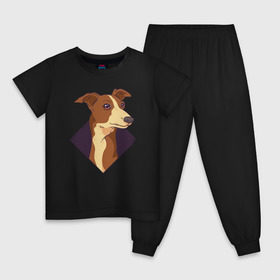Детская пижама хлопок с принтом Уиппет в Новосибирске, 100% хлопок |  брюки и футболка прямого кроя, без карманов, на брюках мягкая резинка на поясе и по низу штанин
 | whippet | собака | собаки | уиппет