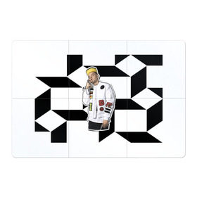 Магнитный плакат 3Х2 с принтом Элджей в Новосибирске, Полимерный материал с магнитным слоем | 6 деталей размером 9*9 см | 3d | sayonara boy | группа | квадратики | кубики | лого | логотип | морген | музыка | русский реп | сайонара | элджей