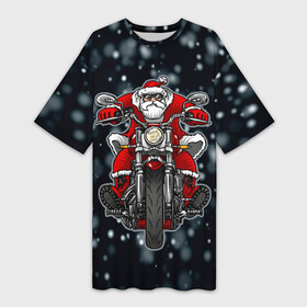 Платье-футболка 3D с принтом Крутой Санта в Новосибирске,  |  | art | bike | biker | christmas | happy new year | new year | road | santa | арт | байк | байкер | дед мороз | мотоцикл | на мотоцикле | новогодний | новый год | рождественский | рождество | санта | санта на байке