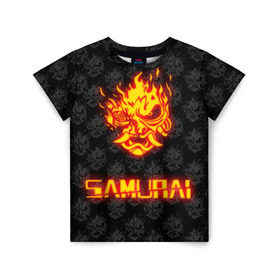 Детская футболка 3D с принтом РЮКЗАК CYBERPUNK 2077 SAMURAI в Новосибирске, 100% гипоаллергенный полиэфир | прямой крой, круглый вырез горловины, длина до линии бедер, чуть спущенное плечо, ткань немного тянется | 2019 | cd project red | cyberpunk 2077 | future | hack | night city | samurai | sci fi | андроиды | безумие | будущее | киберпанк 2077 | логотип | роботы | самураи | цифры