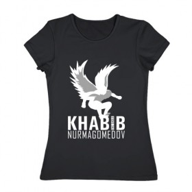 Женская футболка хлопок с принтом Хабиб (Air) в Новосибирске, 100% хлопок | прямой крой, круглый вырез горловины, длина до линии бедер, слегка спущенное плечо | air | eagle | khabib | nurmagomedov | ssru | нурмагомедов | орел | хабиб