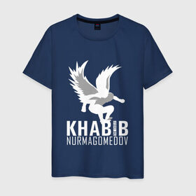 Мужская футболка хлопок с принтом Хабиб (Air) в Новосибирске, 100% хлопок | прямой крой, круглый вырез горловины, длина до линии бедер, слегка спущенное плечо. | air | eagle | khabib | nurmagomedov | ssru | нурмагомедов | орел | хабиб