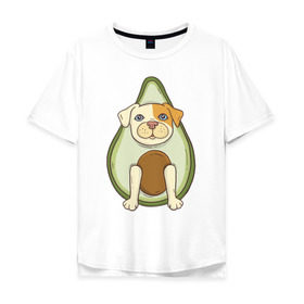 Мужская футболка хлопок Oversize с принтом Питбуль Авокадо в Новосибирске, 100% хлопок | свободный крой, круглый ворот, “спинка” длиннее передней части | dog | pitbull | авокадо | питбуль | собака | собаки