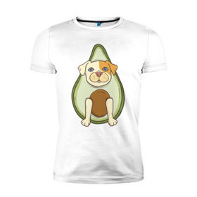 Мужская футболка премиум с принтом Питбуль Авокадо в Новосибирске, 92% хлопок, 8% лайкра | приталенный силуэт, круглый вырез ворота, длина до линии бедра, короткий рукав | dog | pitbull | авокадо | питбуль | собака | собаки