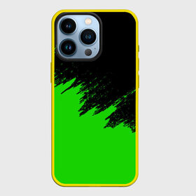 Чехол для iPhone 13 Pro с принтом КРАСКА И НИЧЕГО ЛИШНЕГО в Новосибирске,  |  | color | dirty | green | texture | yellow.paints | брызги | брызги красок | желтый | зеленый | краски | текстура