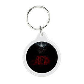 Брелок круглый с принтом Resident Evil 2 в Новосибирске, пластик и полированная сталь | круглая форма, металлическое крепление в виде кольца | 2 | 2019 | dark | evil | game | horror | resident | zombie | зомби | зубы | игра | кровь | лого | обитель зла | ужас