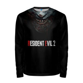 Мужской лонгслив 3D с принтом Resident Evil 2 в Новосибирске, 100% полиэстер | длинные рукава, круглый вырез горловины, полуприлегающий силуэт | 2 | 2019 | dark | evil | game | horror | resident | zombie | зомби | зубы | игра | кровь | лого | обитель зла | ужас