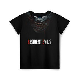 Детская футболка 3D с принтом Resident Evil 2 в Новосибирске, 100% гипоаллергенный полиэфир | прямой крой, круглый вырез горловины, длина до линии бедер, чуть спущенное плечо, ткань немного тянется | 2 | 2019 | dark | evil | game | horror | resident | zombie | зомби | зубы | игра | кровь | лого | обитель зла | ужас