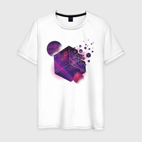 Мужская футболка хлопок с принтом Геометрия в Новосибирске, 100% хлопок | прямой крой, круглый вырез горловины, длина до линии бедер, слегка спущенное плечо. | абстракция | геометрия | космос | планета | планеты