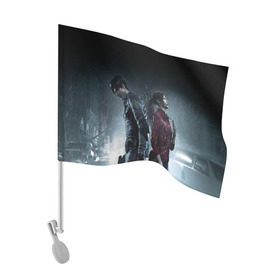 Флаг для автомобиля с принтом Resident Evil 2 в Новосибирске, 100% полиэстер | Размер: 30*21 см | 2 | biohazard | claire | evil | horror | raccoon | resident | survival | t virus | t вирус | выживание | зла | кеннеди | клэр | леон | обитель | раккун | редфилд | скотт | ужас