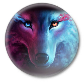 Значок с принтом WOLF в Новосибирске,  металл | круглая форма, металлическая застежка в виде булавки | hunter | wild | wolf | волк | животные | звери | охотник