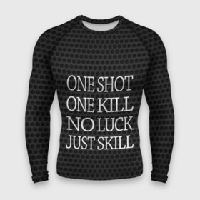Мужской рашгард 3D с принтом One Shot One Kill в Новосибирске,  |  | counter strike. one shot | cs go | csgo | game | one kill | ван шот | лого | надпись | серый | текст